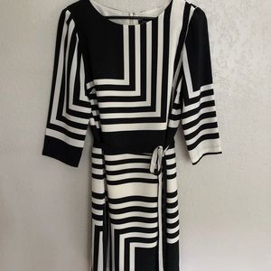 Tahari geometric 3/4 sleeve dress.